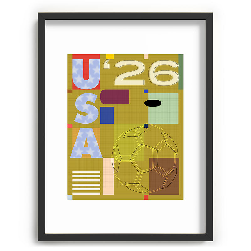 Society6 Design Studio USA 26 Soccer Poster Full Color Recessed Framing Rectangle