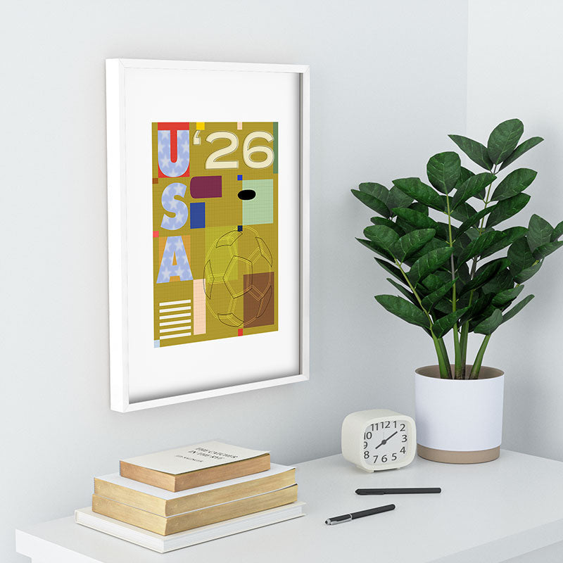 Society6 Design Studio USA 26 Soccer Poster Full Color Recessed Framing Rectangle