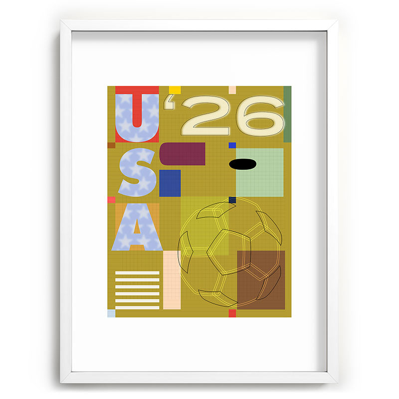 Society6 Design Studio USA 26 Soccer Poster Full Color Recessed Framing Rectangle