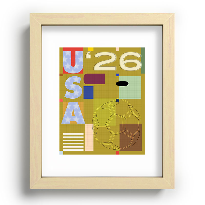 Society6 Design Studio USA 26 Soccer Poster Full Color Recessed Framing Rectangle