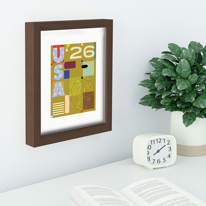 Society6 Design Studio USA 26 Soccer Poster Full Color Recessed Framing Rectangle