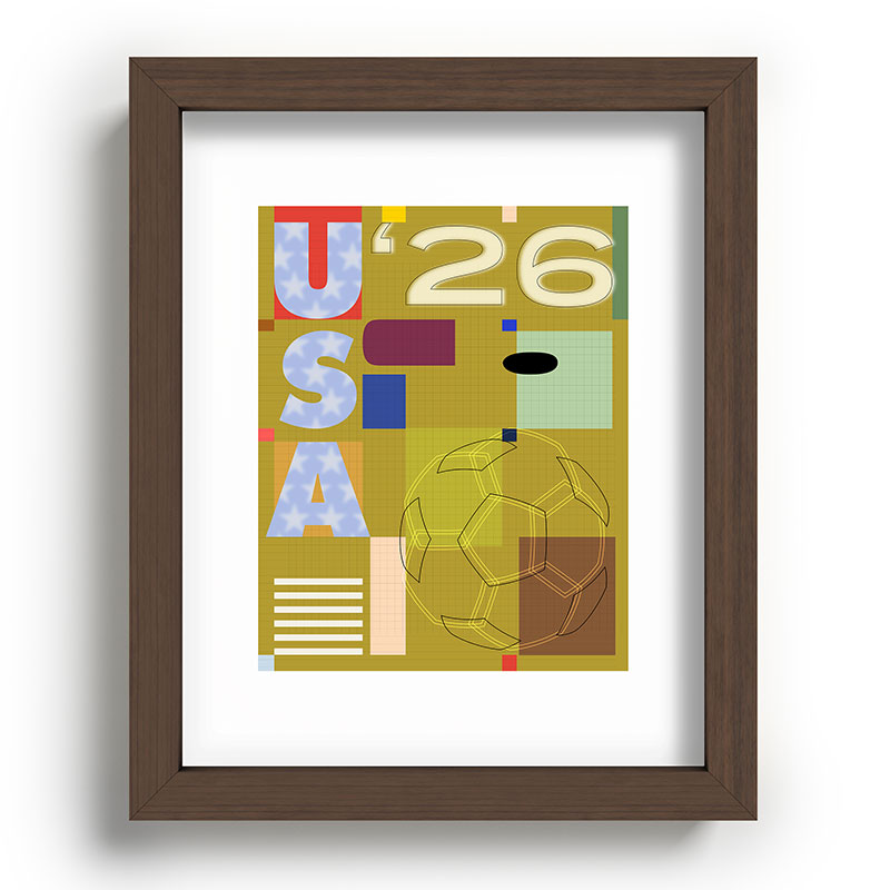 Society6 Design Studio USA 26 Soccer Poster Full Color Recessed Framing Rectangle