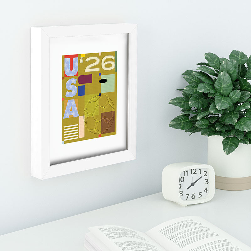 Society6 Design Studio USA 26 Soccer Poster Full Color Recessed Framing Rectangle