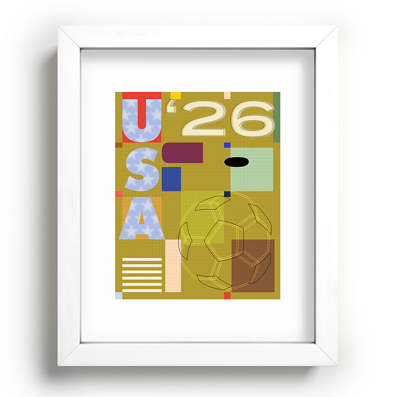Society6 Design Studio USA 26 Soccer Poster Full Color Recessed Framing Rectangle