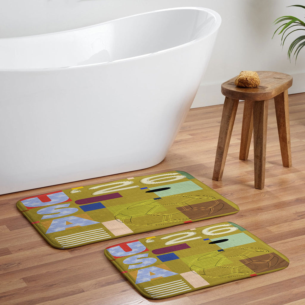 Society6 Design Studio USA 26 Soccer Poster Full Color Memory Foam Bath Mat