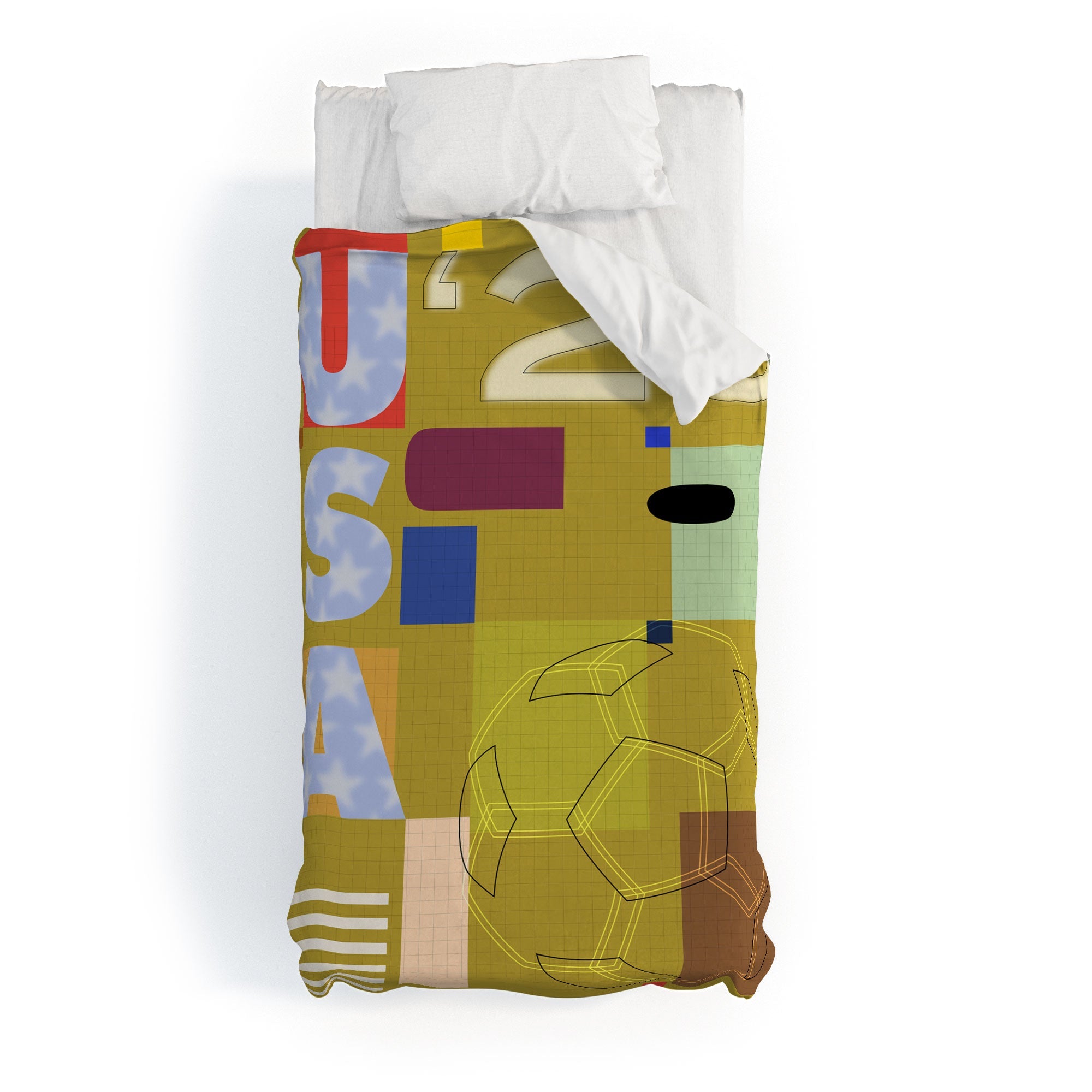 Society6 Design Studio USA 26 Soccer Poster Full Color Duvet Cover