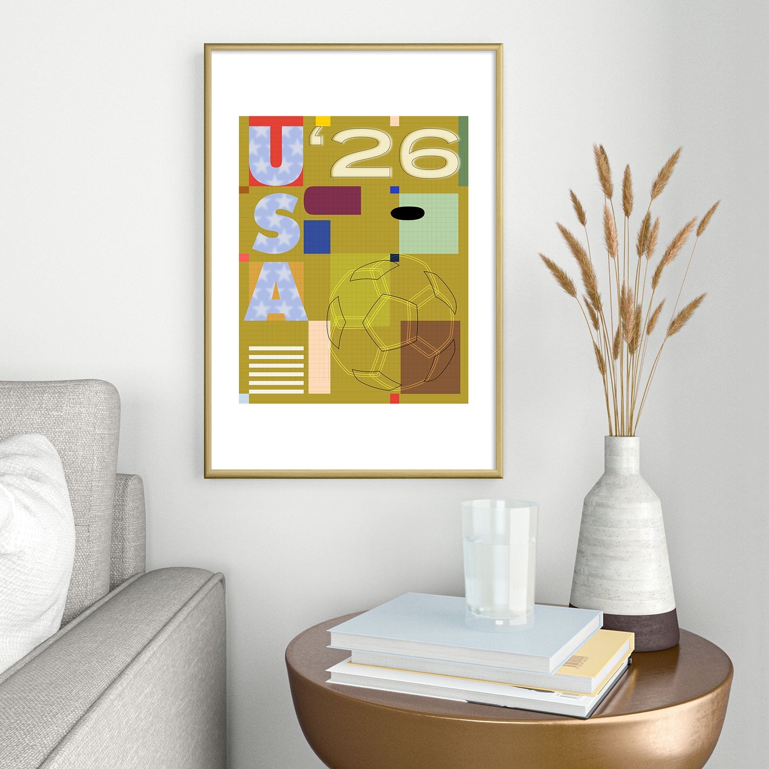 Society6 Design Studio USA 26 Soccer Poster Full Color Metal Framed Art Print