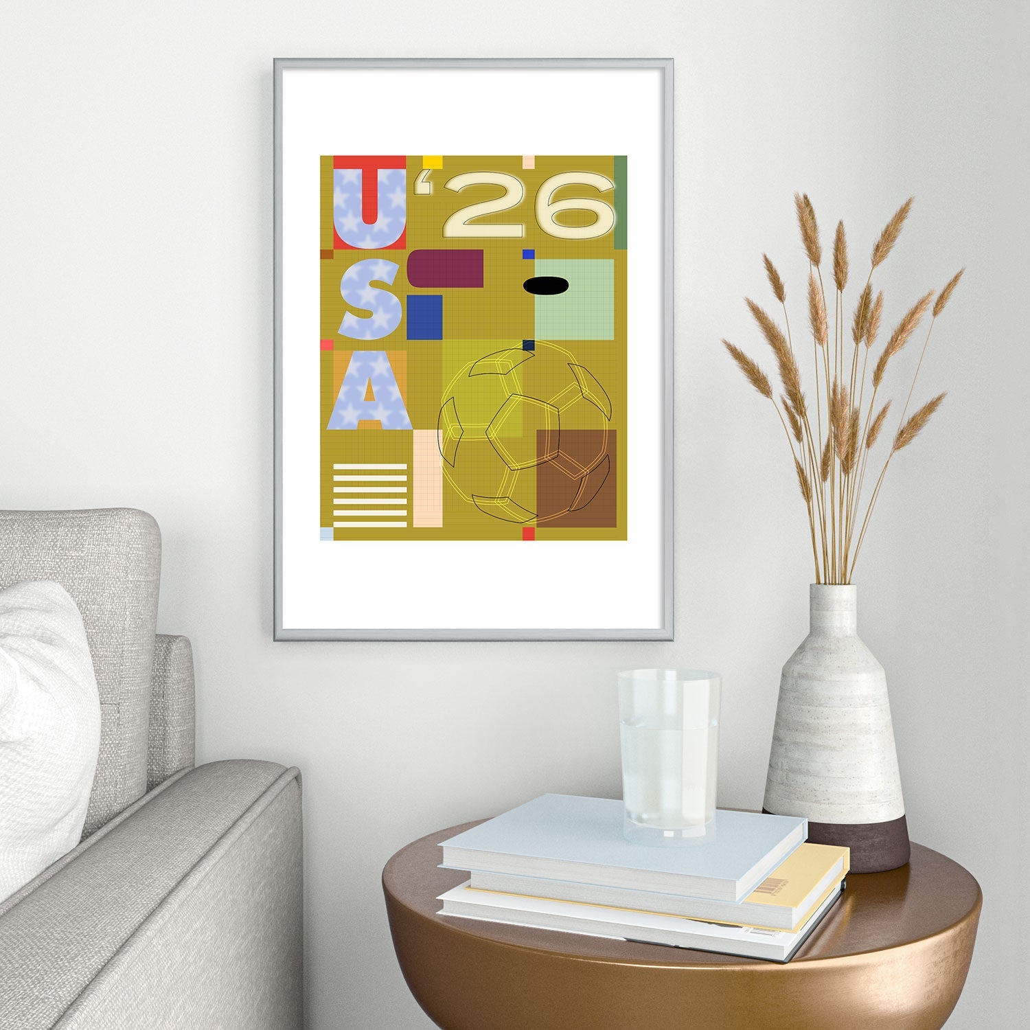 Society6 Design Studio USA 26 Soccer Poster Full Color Metal Framed Art Print