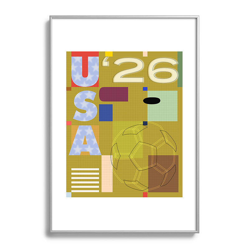 Society6 Design Studio USA 26 Soccer Poster Full Color Metal Framed Art Print