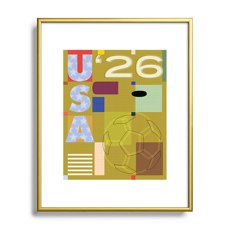 Society6 Design Studio USA 26 Soccer Poster Full Color Metal Framed Art Print