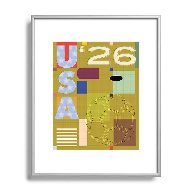 Society6 Design Studio USA 26 Soccer Poster Full Color Metal Framed Art Print