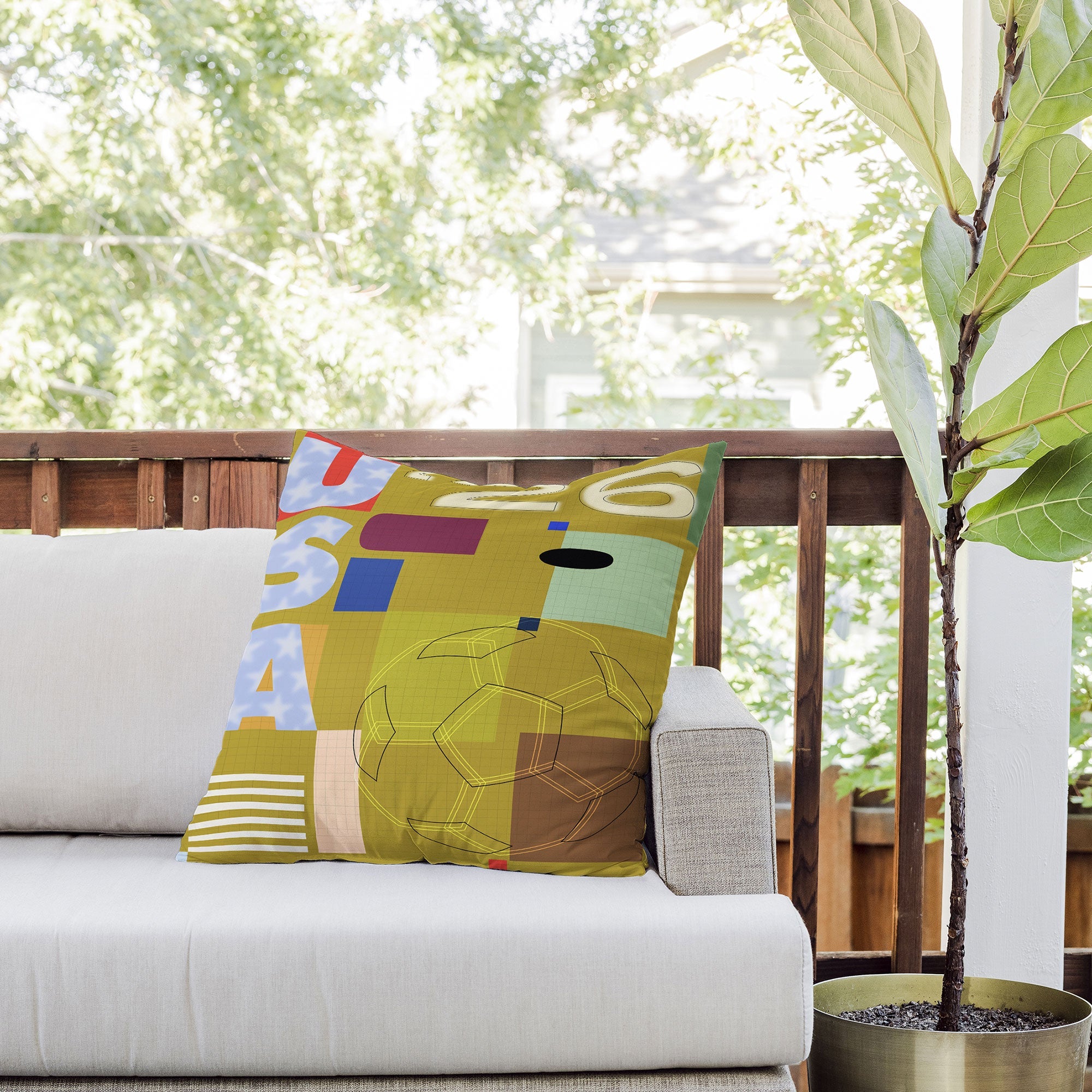 Society6 Design Studio USA 26 Soccer Poster Full Color Outdoor Throw Pillow