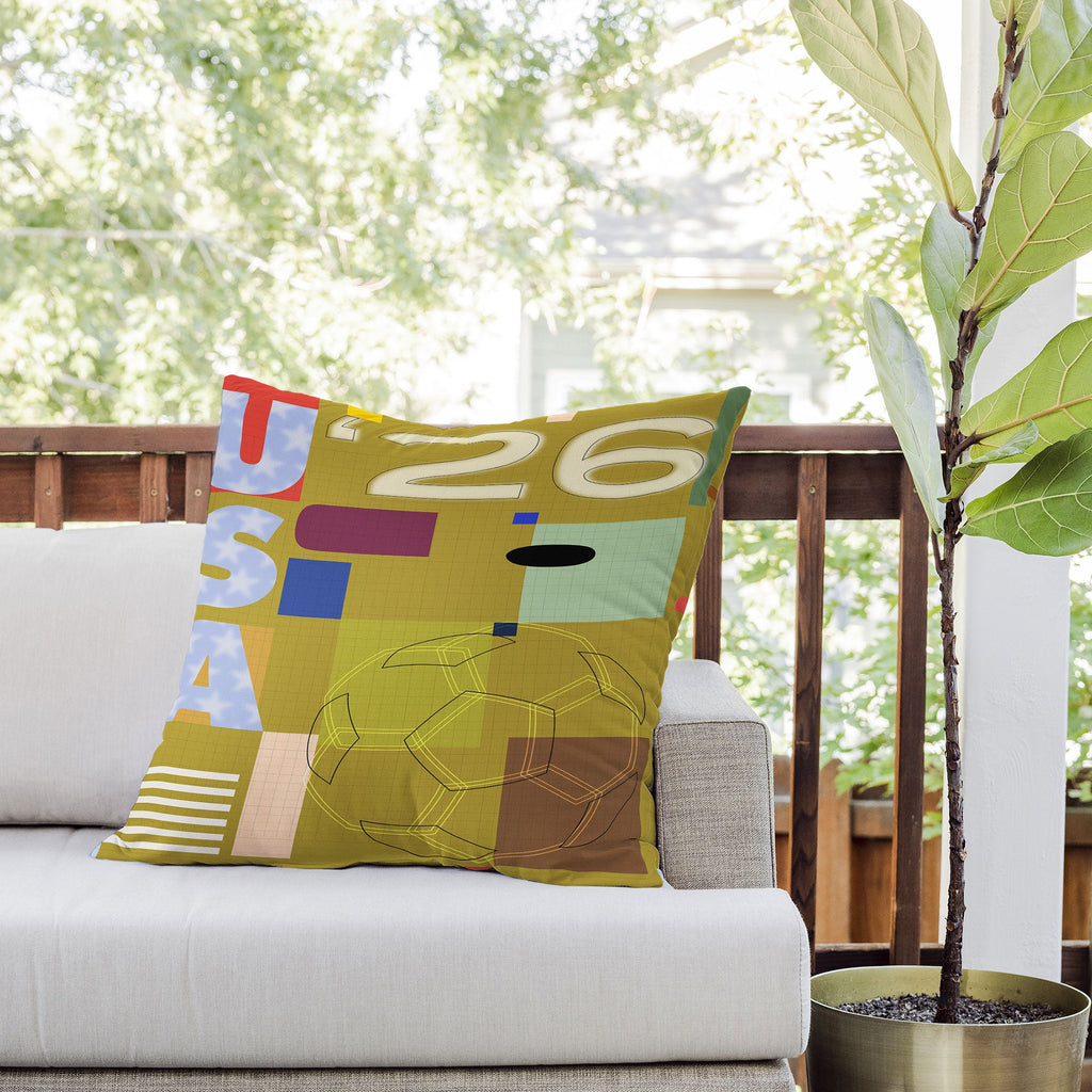 Society6 Design Studio USA 26 Soccer Poster Full Color Outdoor Throw Pillow
