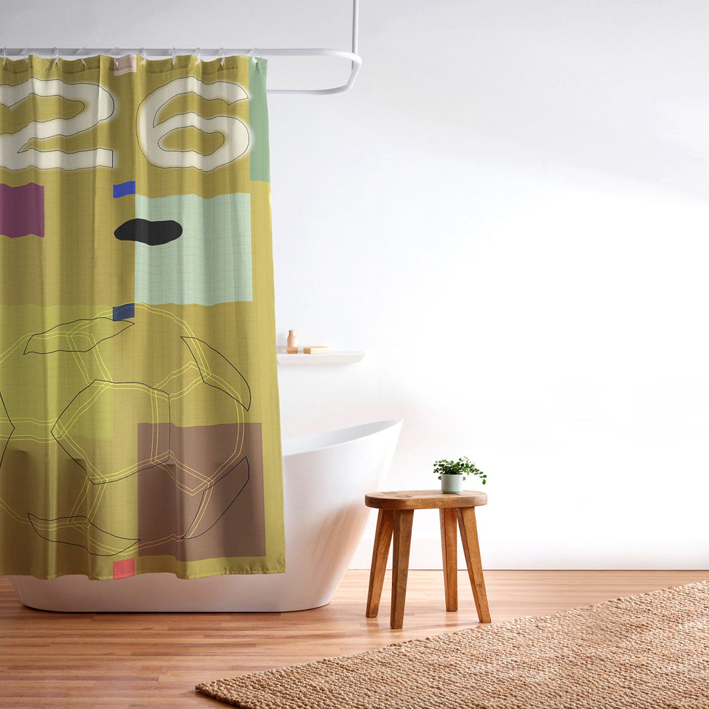Society6 Design Studio USA 26 Soccer Poster Full Color Shower Curtain