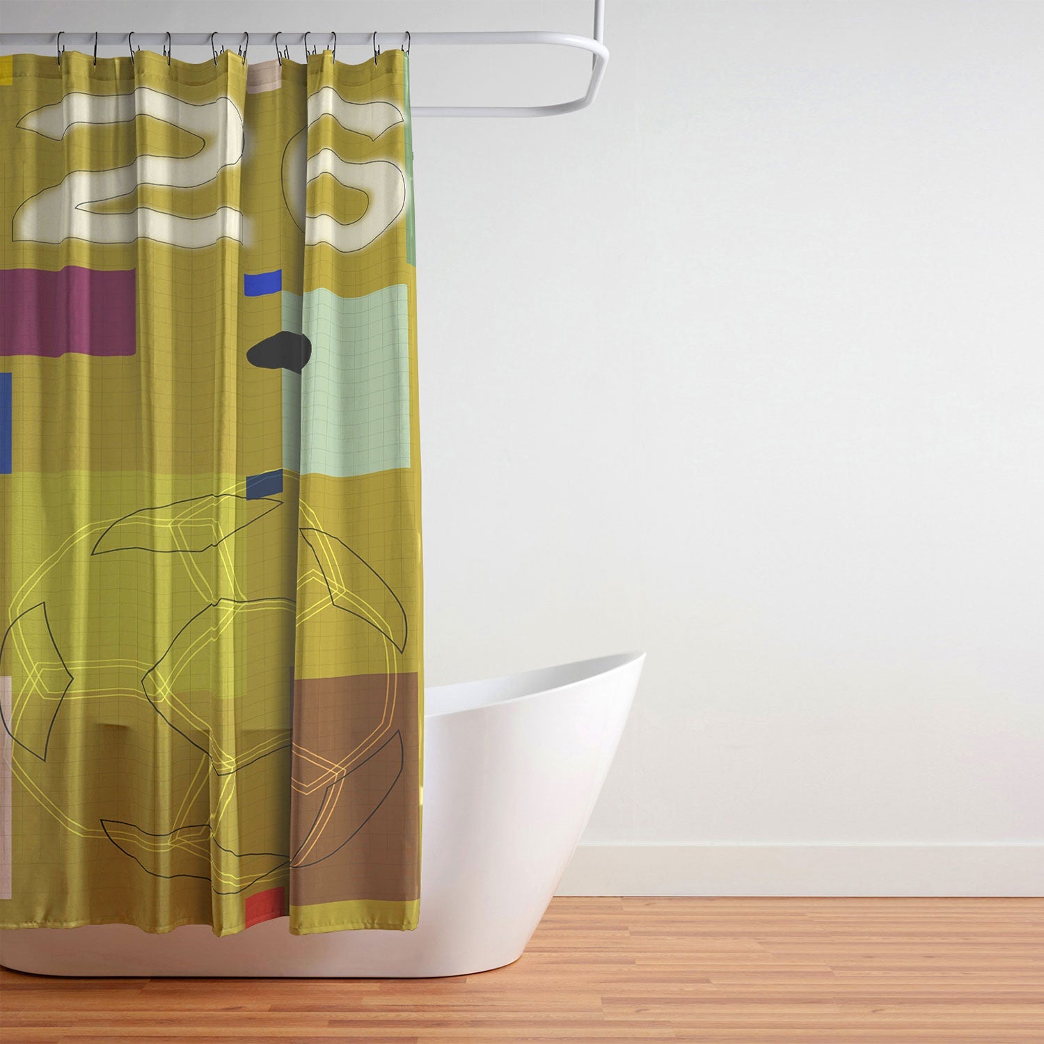 Society6 Design Studio USA 26 Soccer Poster Full Color Shower Curtain