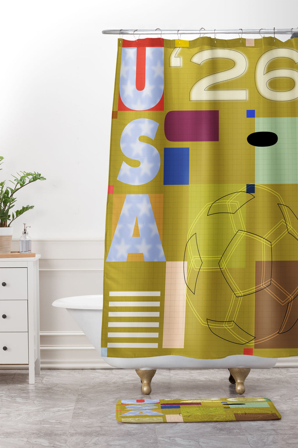 Society6 Design Studio USA 26 Soccer Poster Full Color Memory Foam Bath Mat