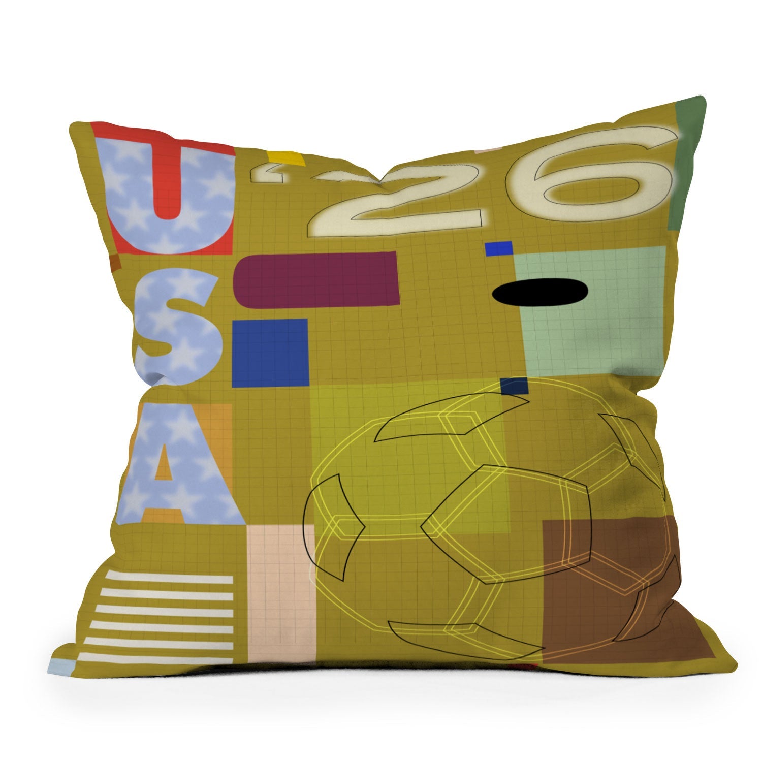 Society6 Design Studio USA 26 Soccer Poster Full Color Outdoor Throw Pillow