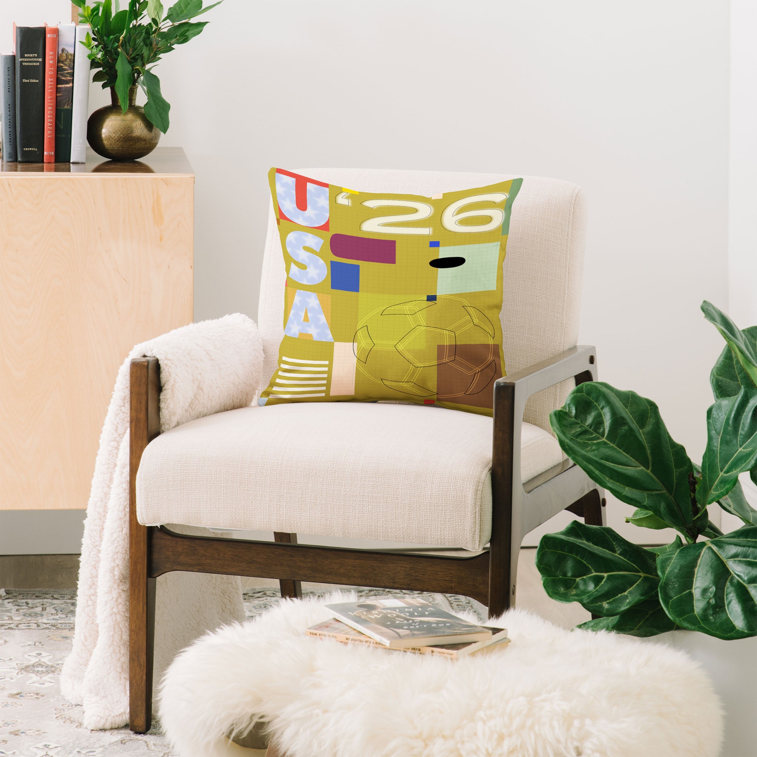 Society6 Design Studio USA 26 Soccer Poster Full Color Throw Pillow