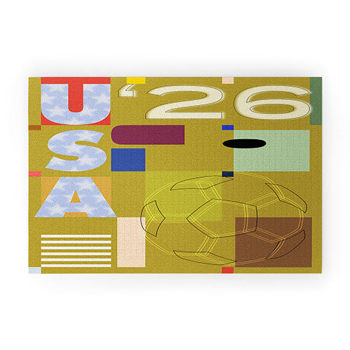 Society6 Design Studio USA 26 Soccer Poster Full Color Welcome Mat