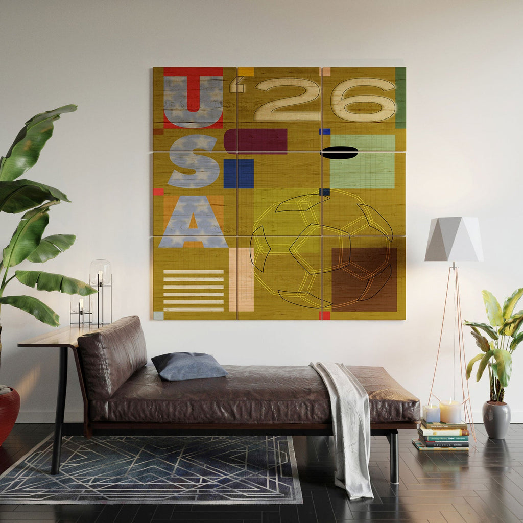 Society6 Design Studio USA 26 Soccer Poster Full Color Wood Wall Mural