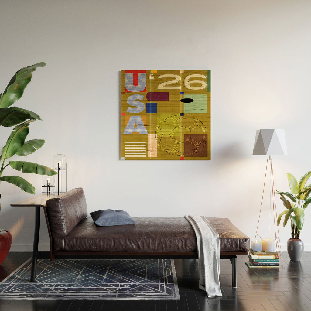 Society6 Design Studio USA 26 Soccer Poster Full Color Wood Wall Mural