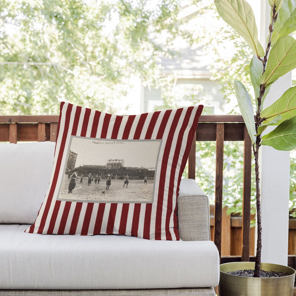 Society6 Design Studio Womens Soccer Game Outdoor Throw Pillow