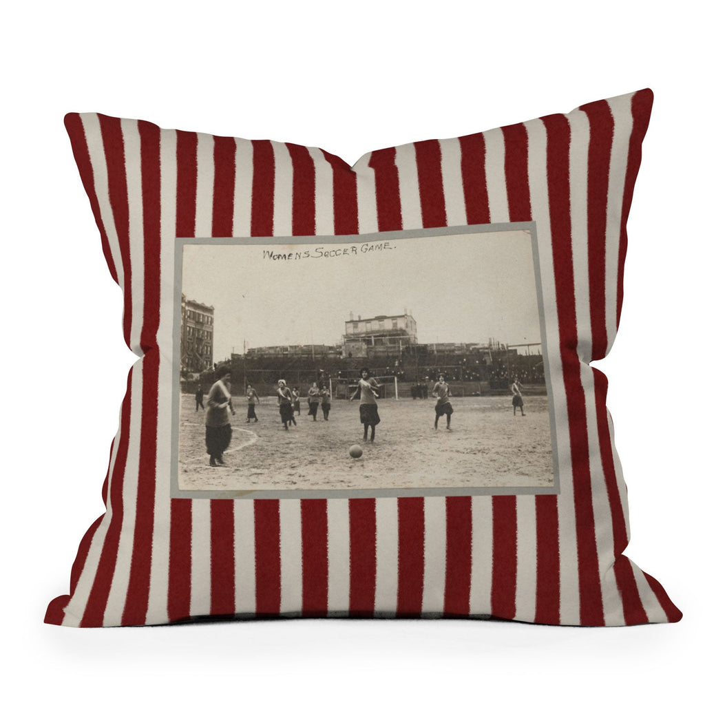 Society6 Design Studio Womens Soccer Game Outdoor Throw Pillow