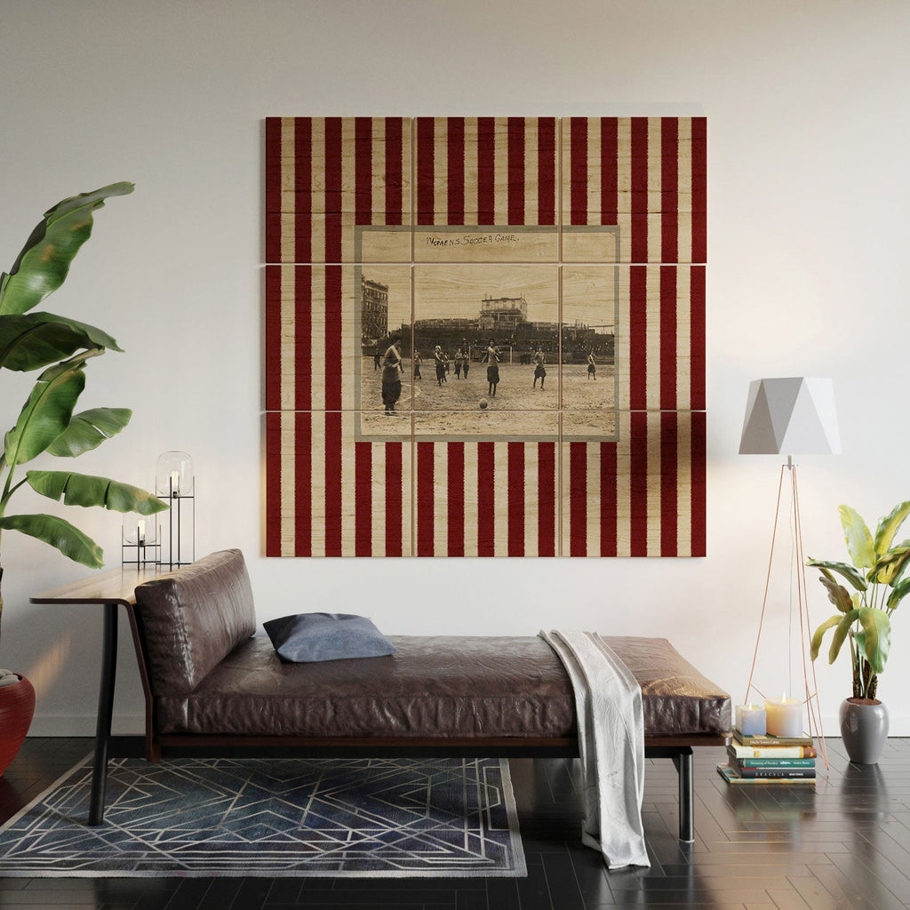 Society6 Design Studio Womens Soccer Game Wood Wall Mural