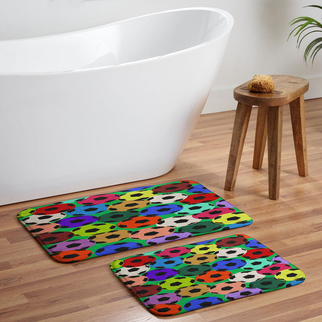 Society6 Design Studio World Cup Football Rainbow Memory Foam Bath Mat