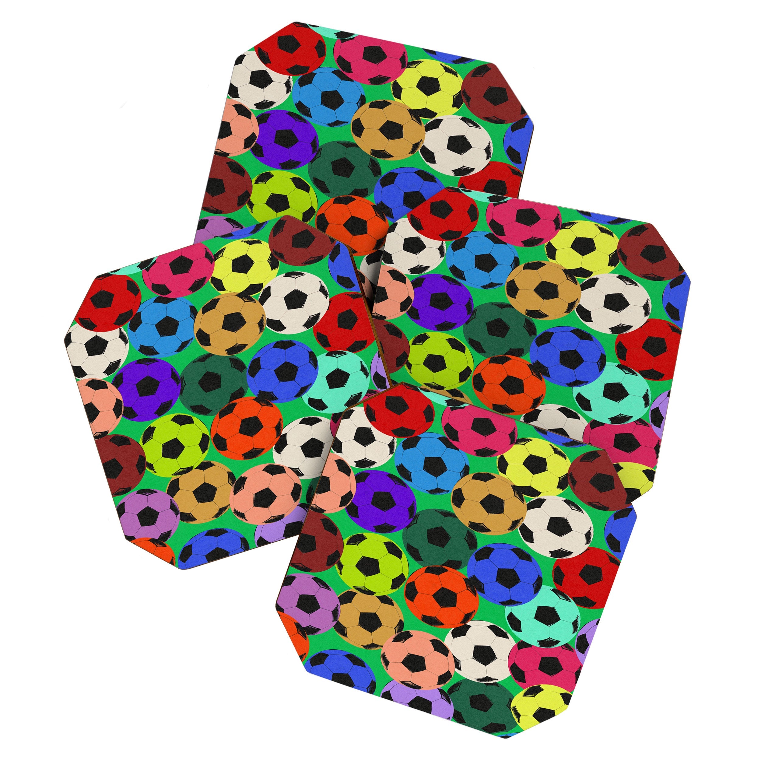 Society6 Design Studio World Cup Football Rainbow Coaster Set