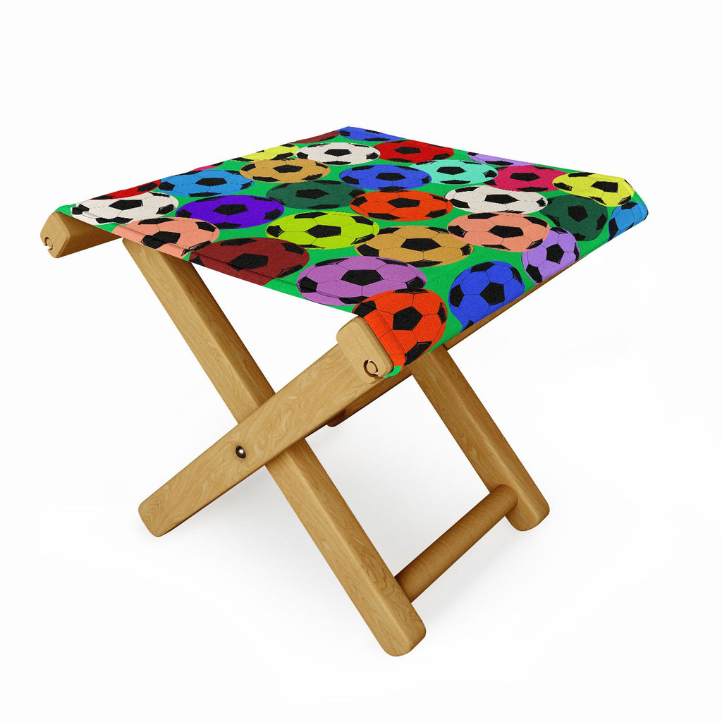 Society6 Design Studio World Cup Football Rainbow Folding Stool