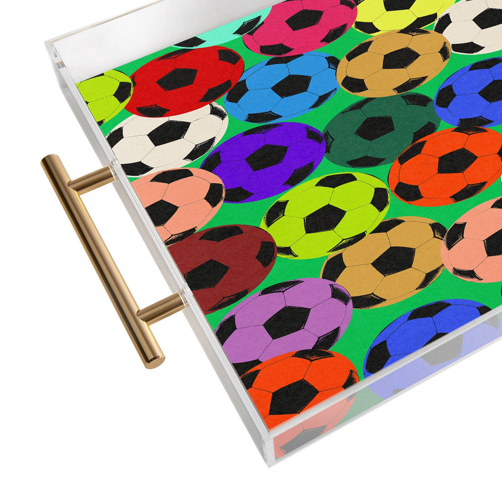 Society6 Design Studio World Cup Football Rainbow Acrylic Tray
