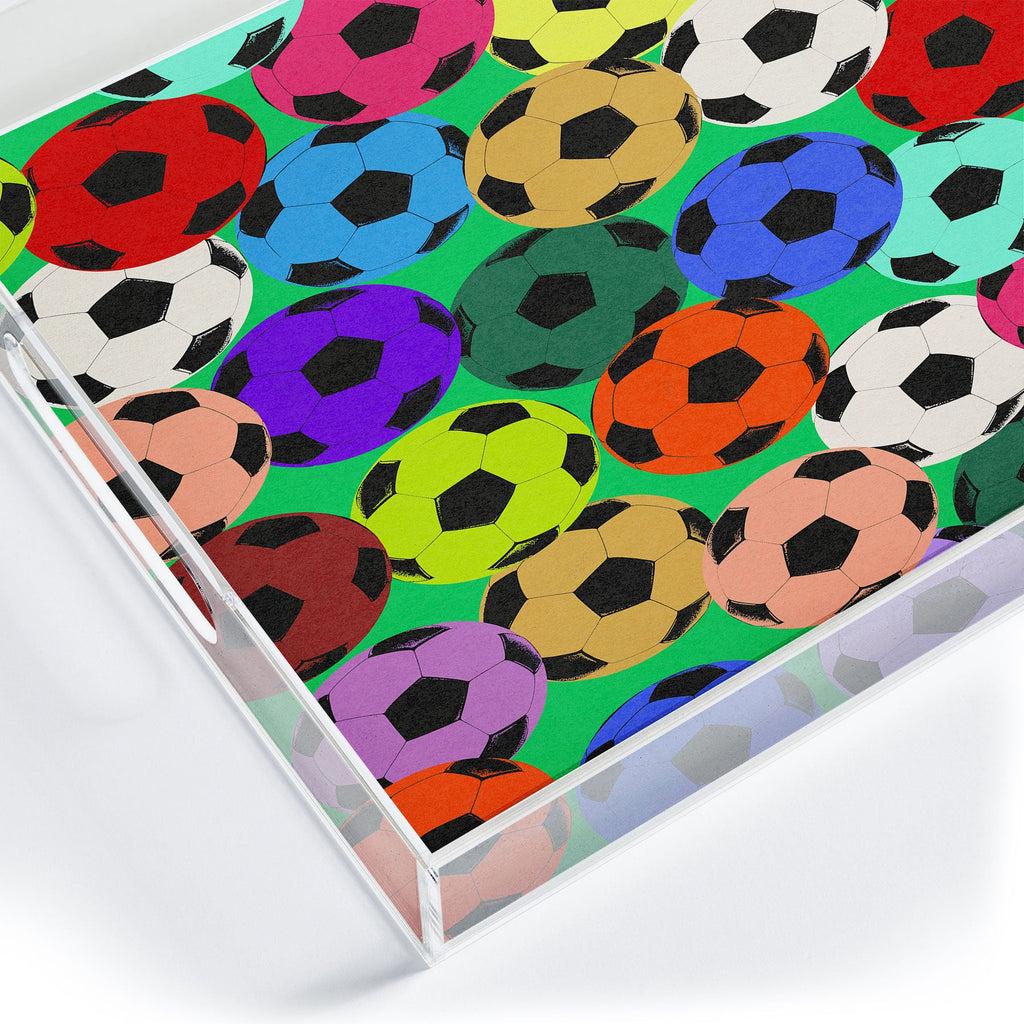 Society6 Design Studio World Cup Football Rainbow Acrylic Tray