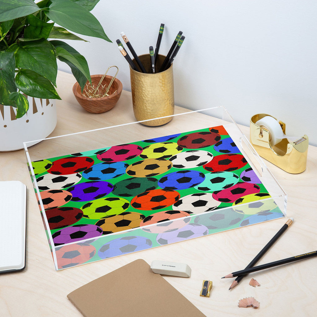 Society6 Design Studio World Cup Football Rainbow Acrylic Tray