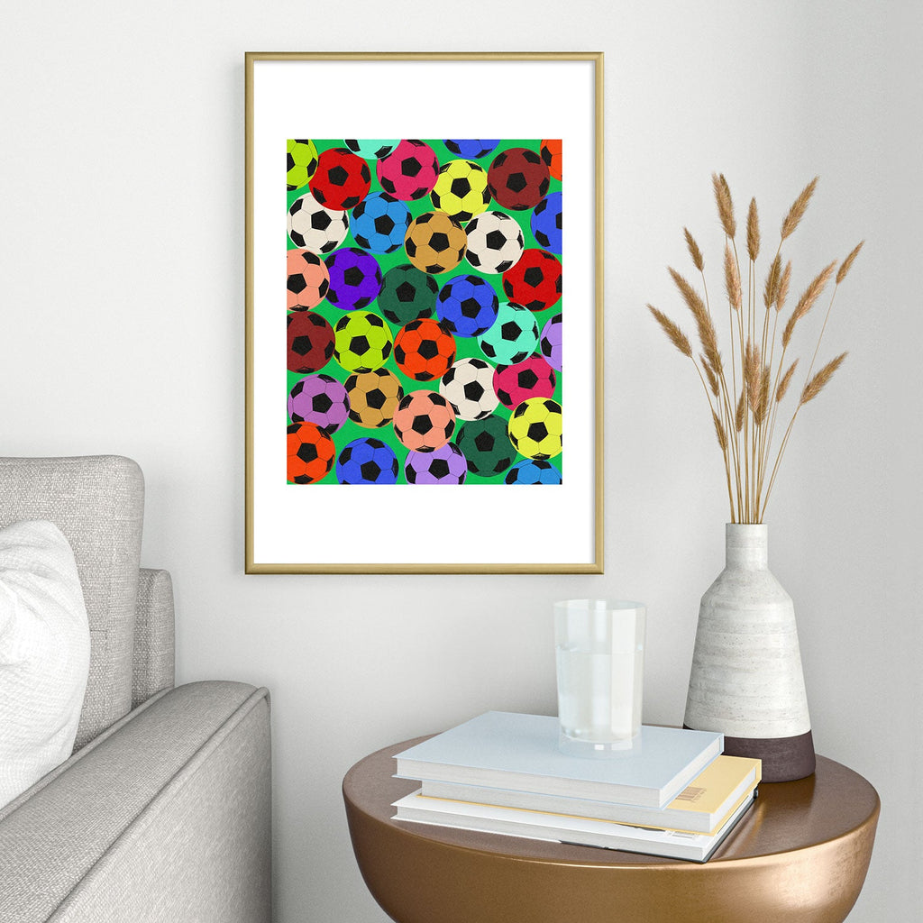 Society6 Design Studio World Cup Football Rainbow Metal Framed Art Print