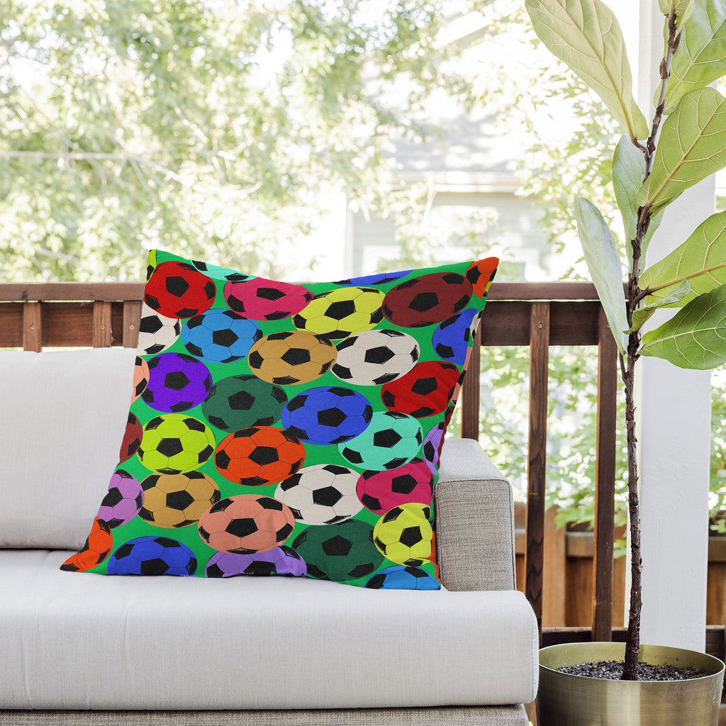 Society6 Design Studio World Cup Football Rainbow Outdoor Throw Pillow