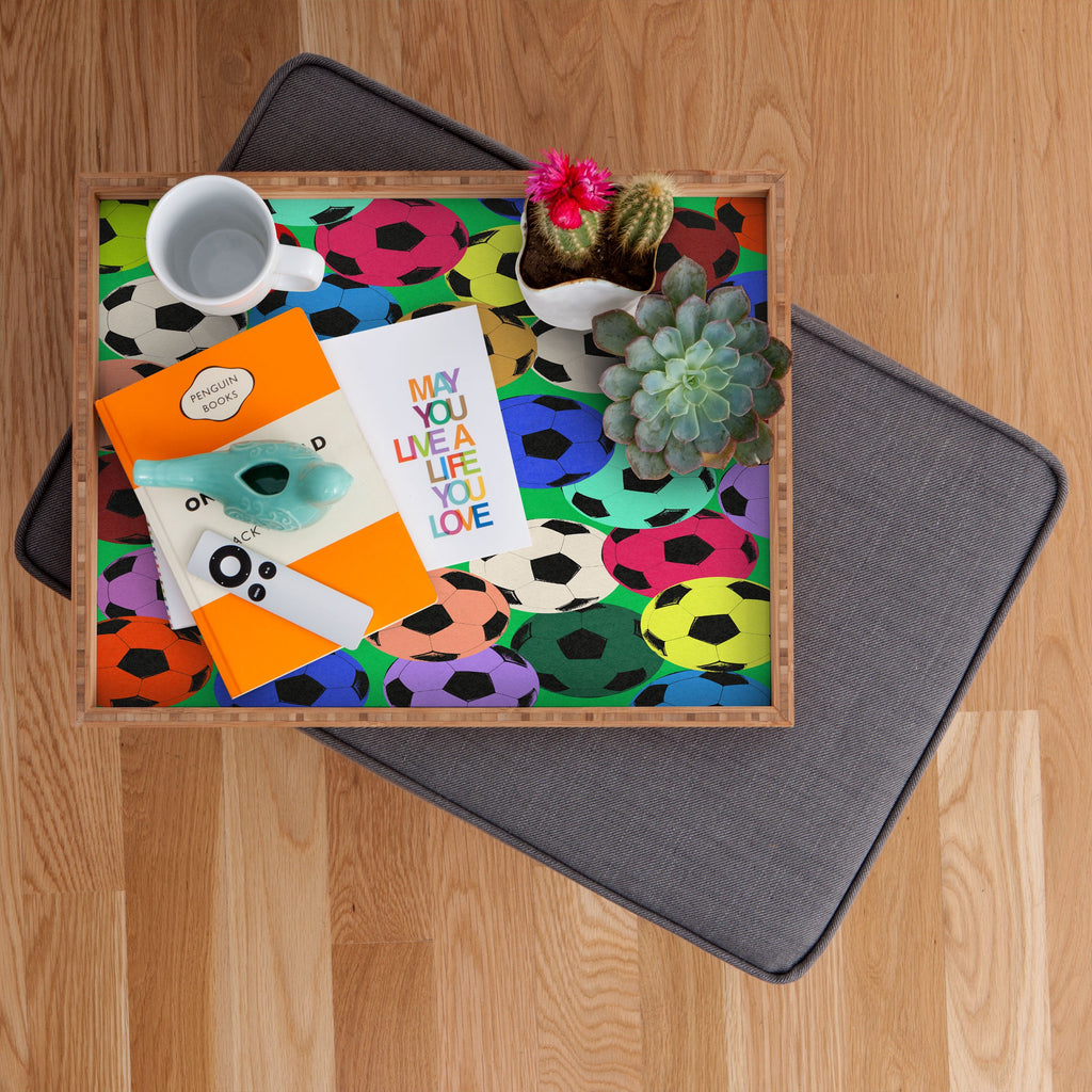 Society6 Design Studio World Cup Football Rainbow Rectangular Tray