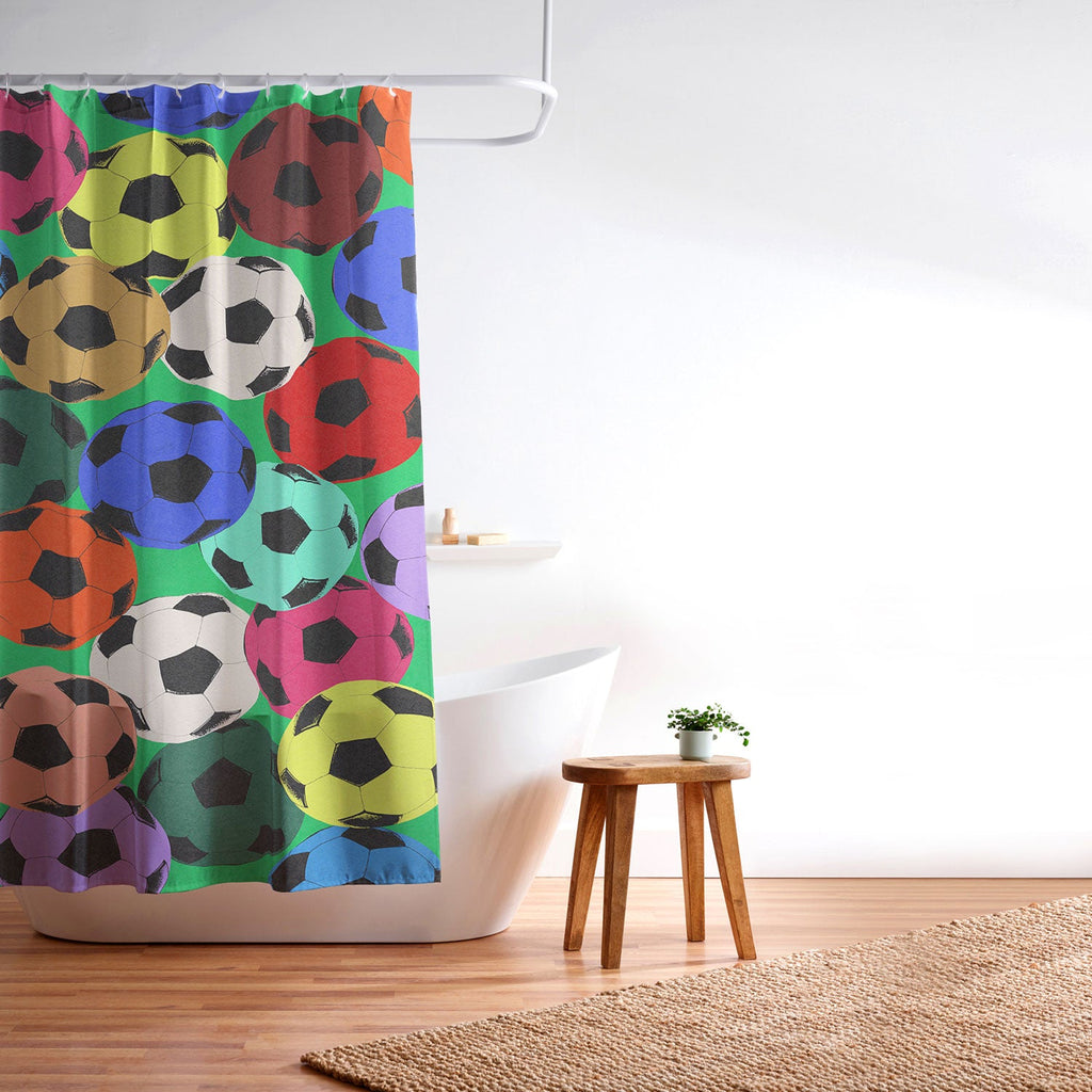 Society6 Design Studio World Cup Football Rainbow Shower Curtain