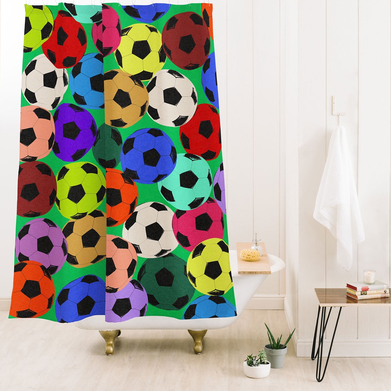 Society6 Design Studio World Cup Football Rainbow Shower Curtain