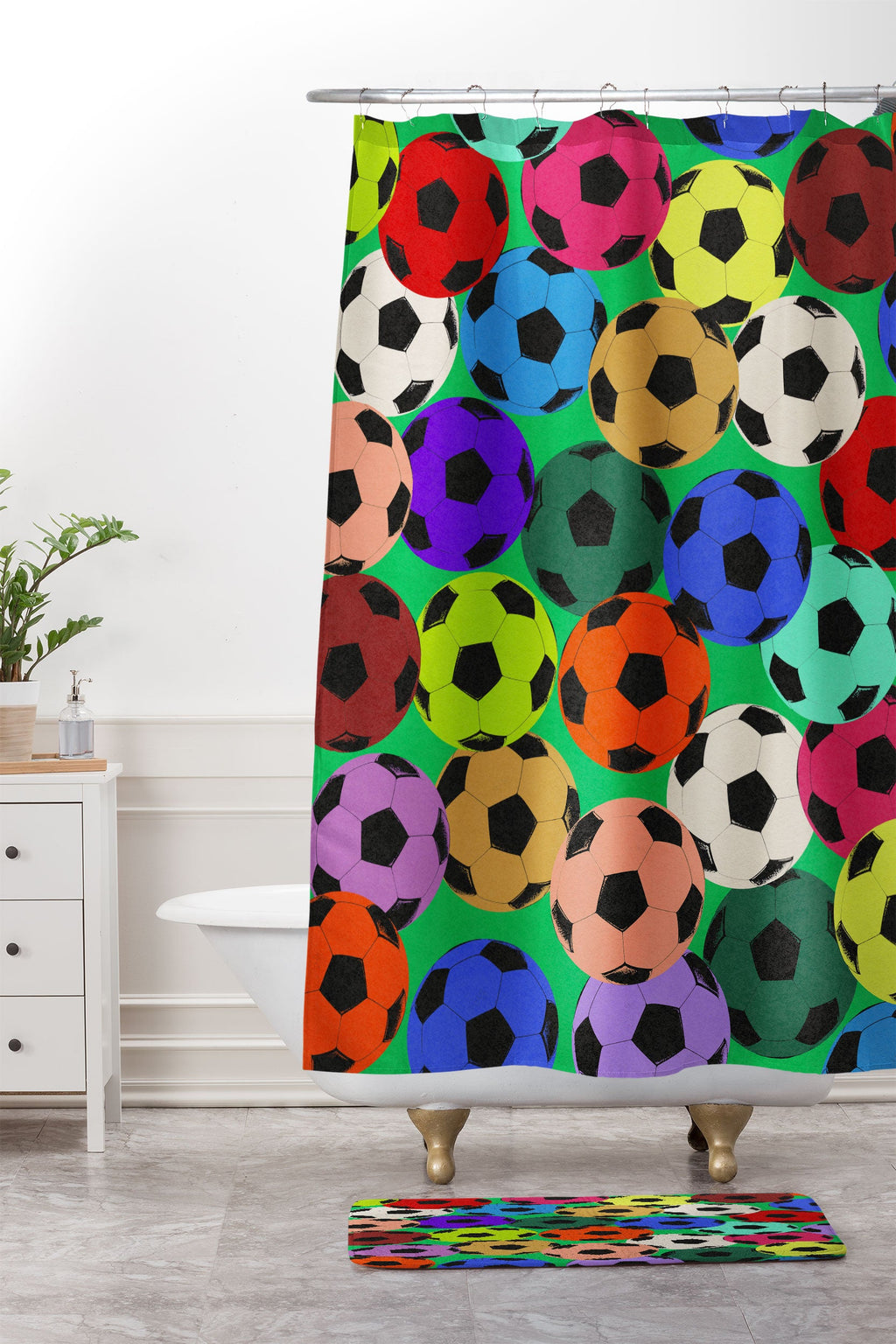Society6 Design Studio World Cup Football Rainbow Memory Foam Bath Mat