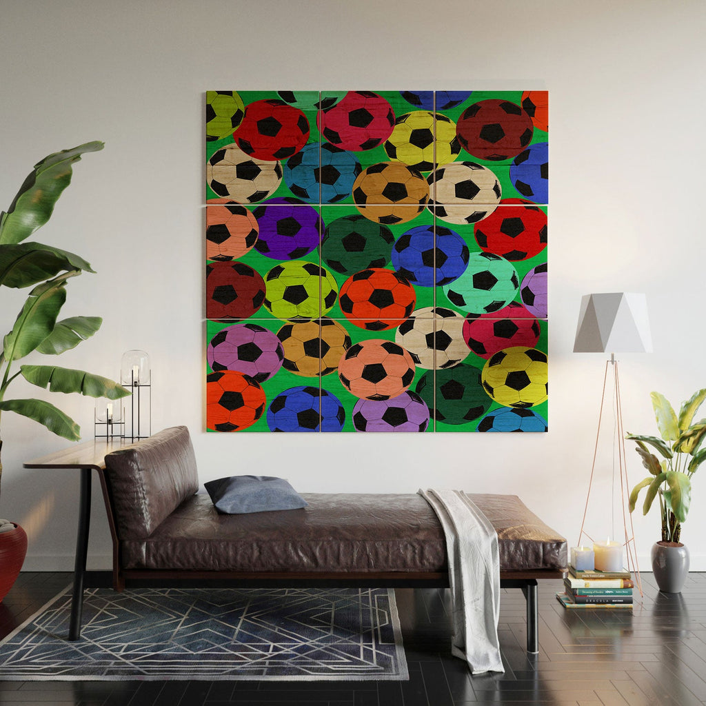 Society6 Design Studio World Cup Football Rainbow Wood Wall Mural