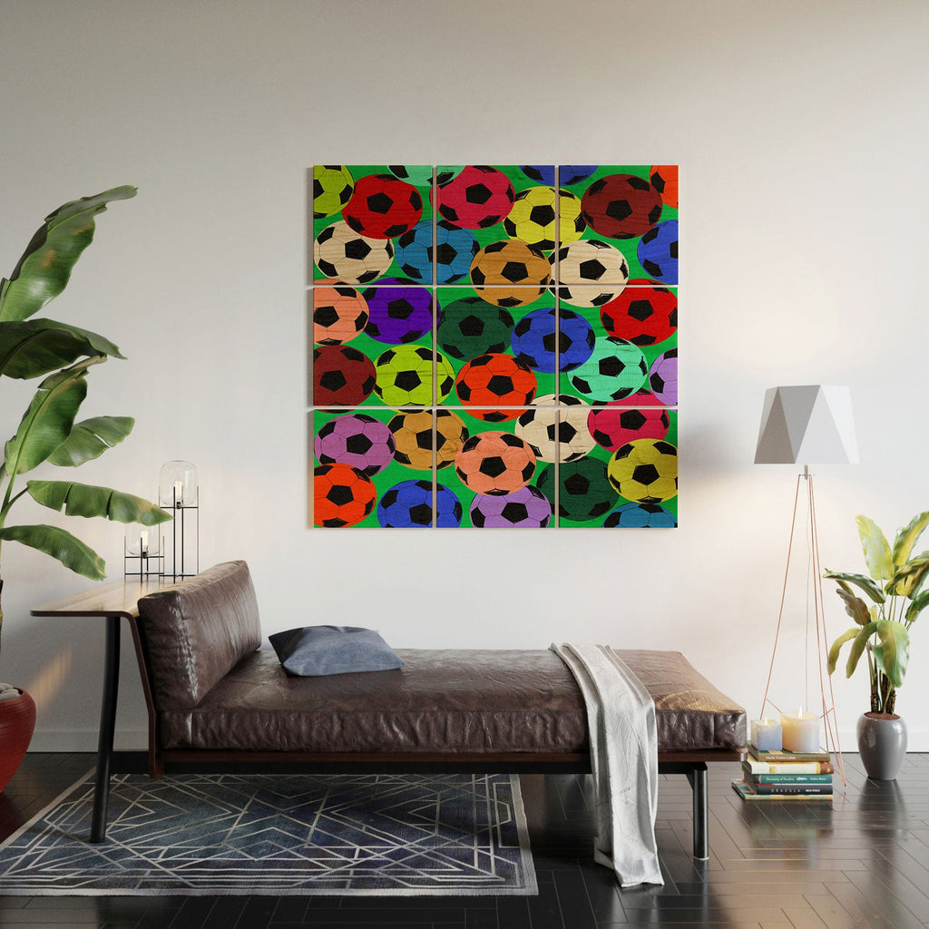 Society6 Design Studio World Cup Football Rainbow Wood Wall Mural