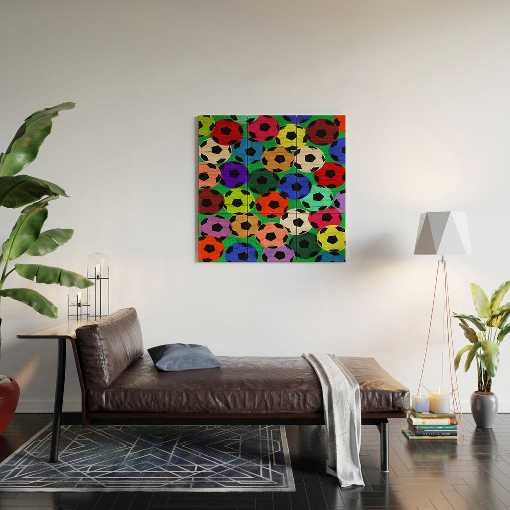 Society6 Design Studio World Cup Football Rainbow Wood Wall Mural