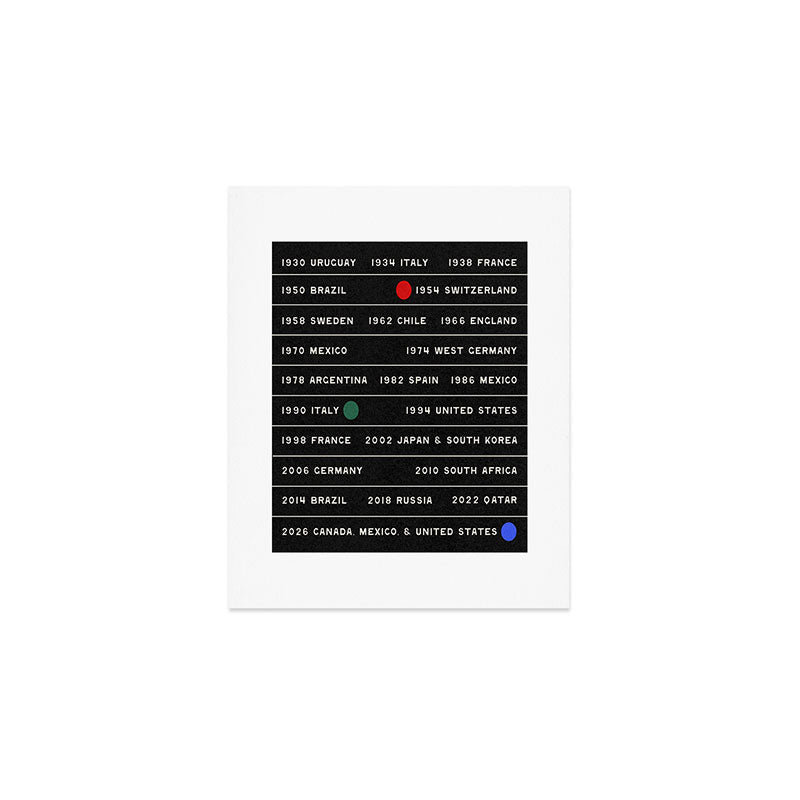 Society6 Design Studio World Cup Since 1930 Art Print