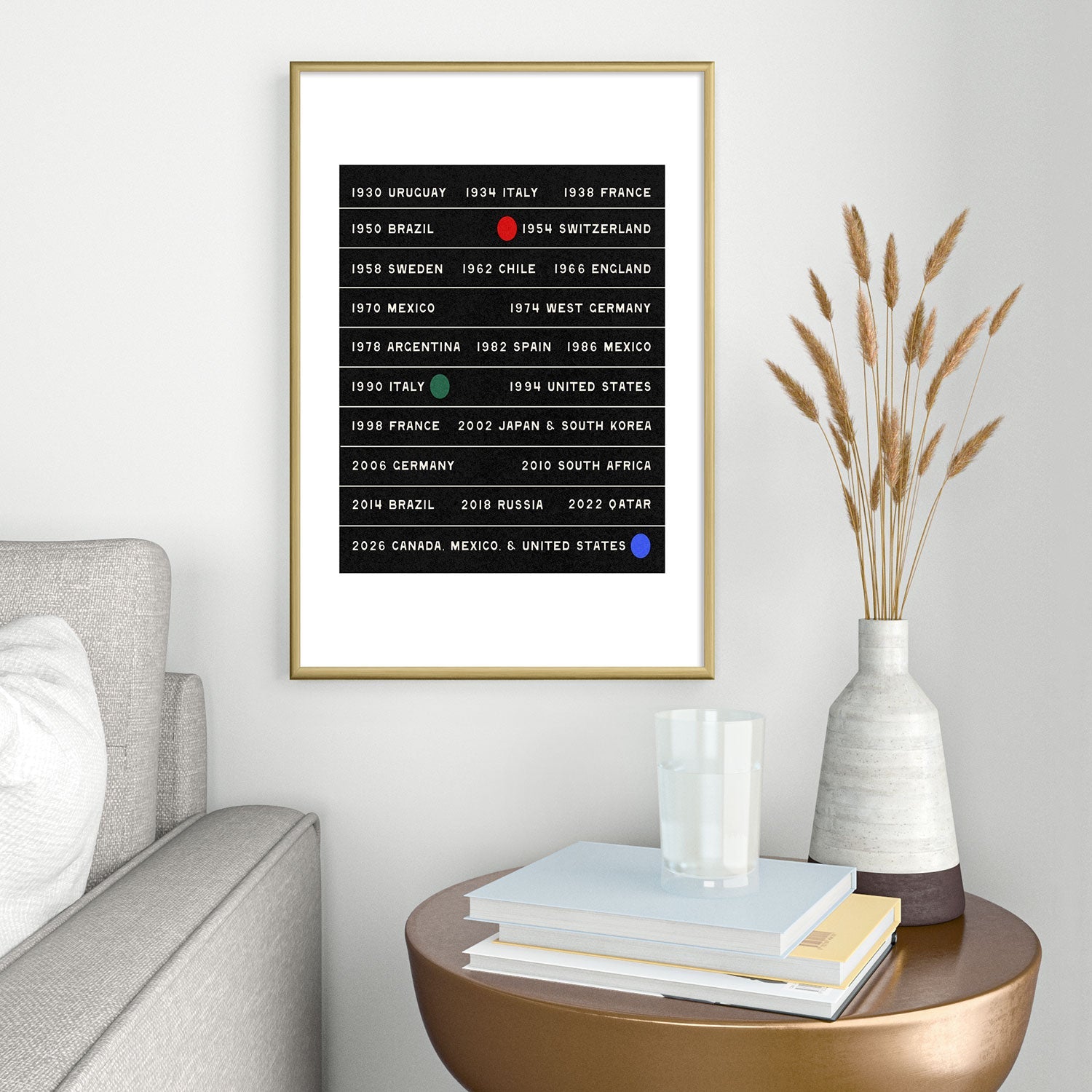 Society6 Design Studio World Cup Since 1930 Metal Framed Art Print