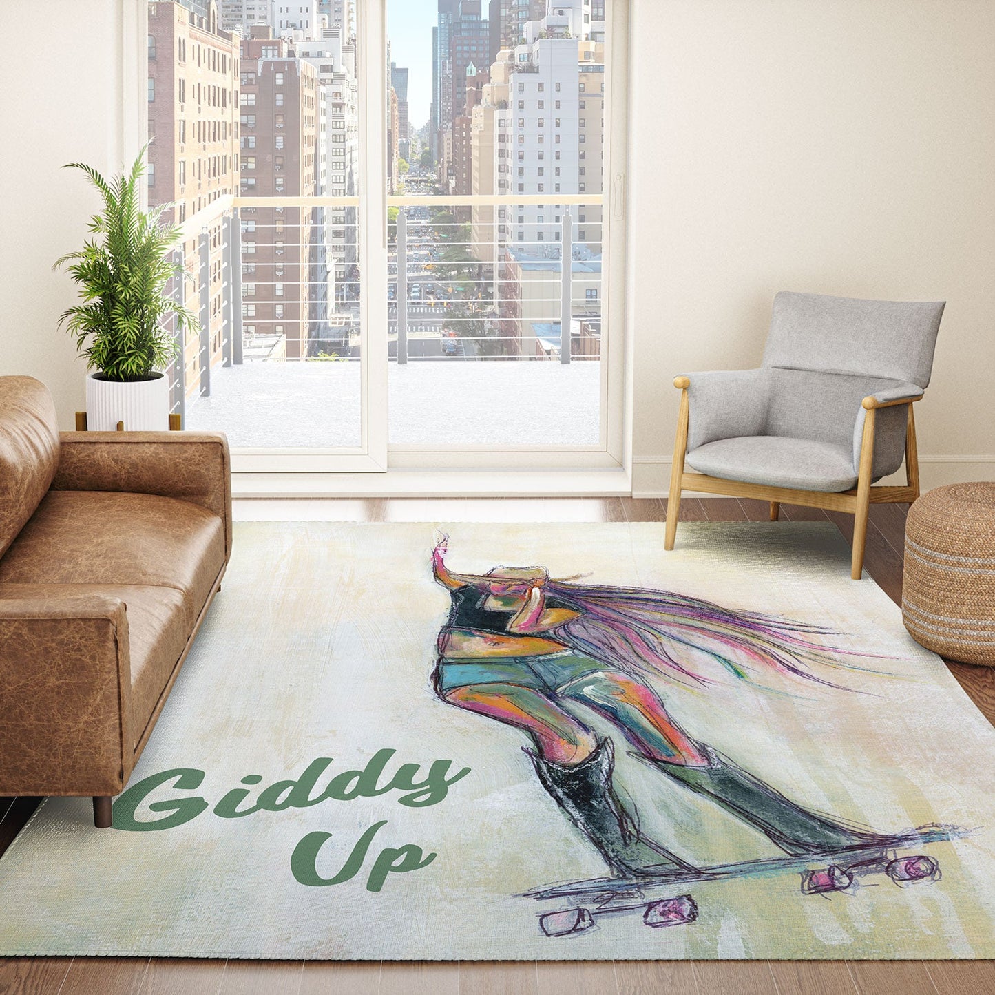 Sophia Buddenhagen Giddy Up Skater Girl Area Rug