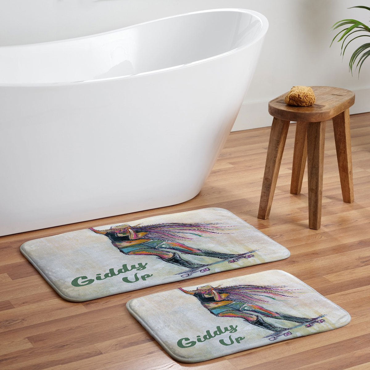 Sophia Buddenhagen Giddy Up Skater Girl Memory Foam Bath Mat