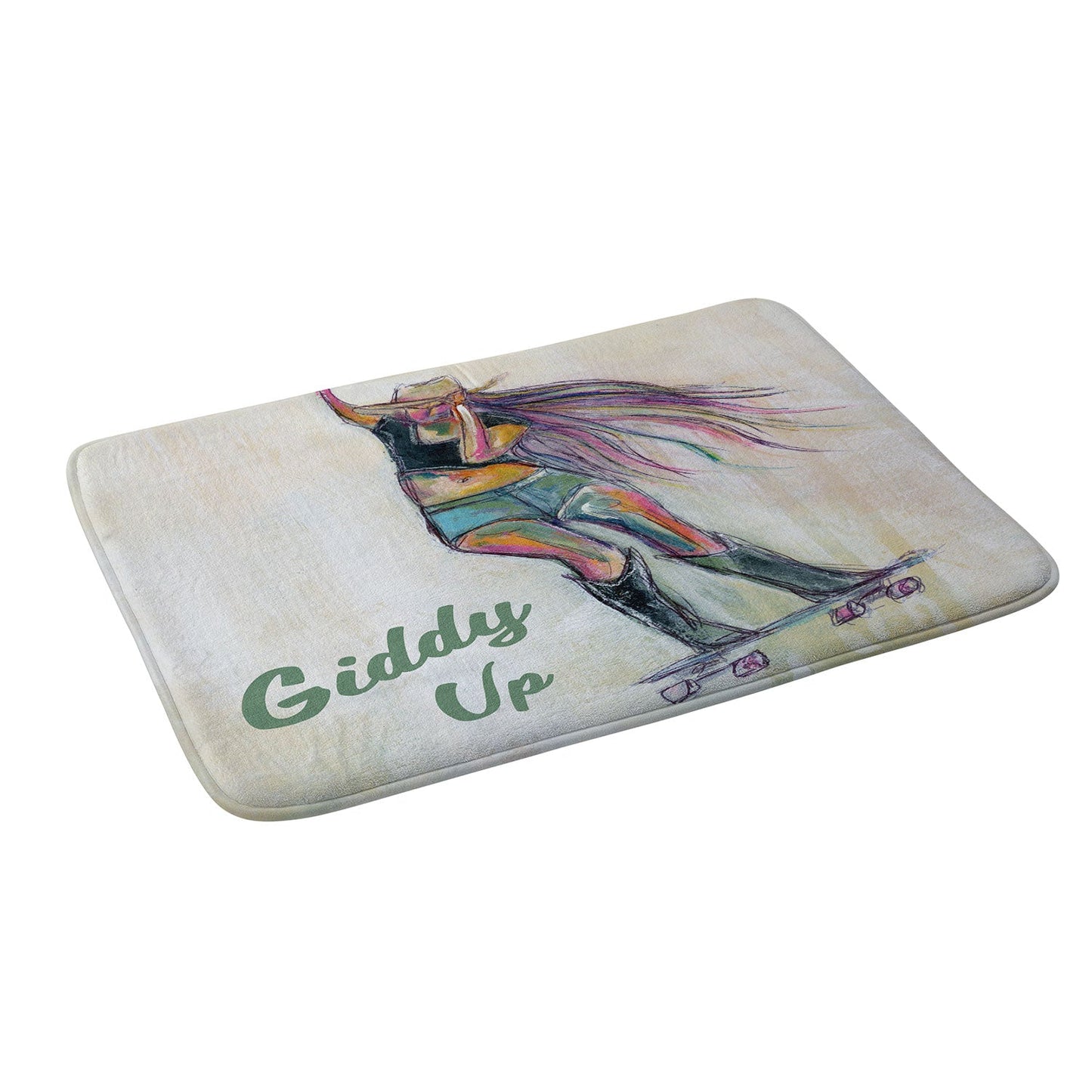 Sophia Buddenhagen Giddy Up Skater Girl Memory Foam Bath Mat