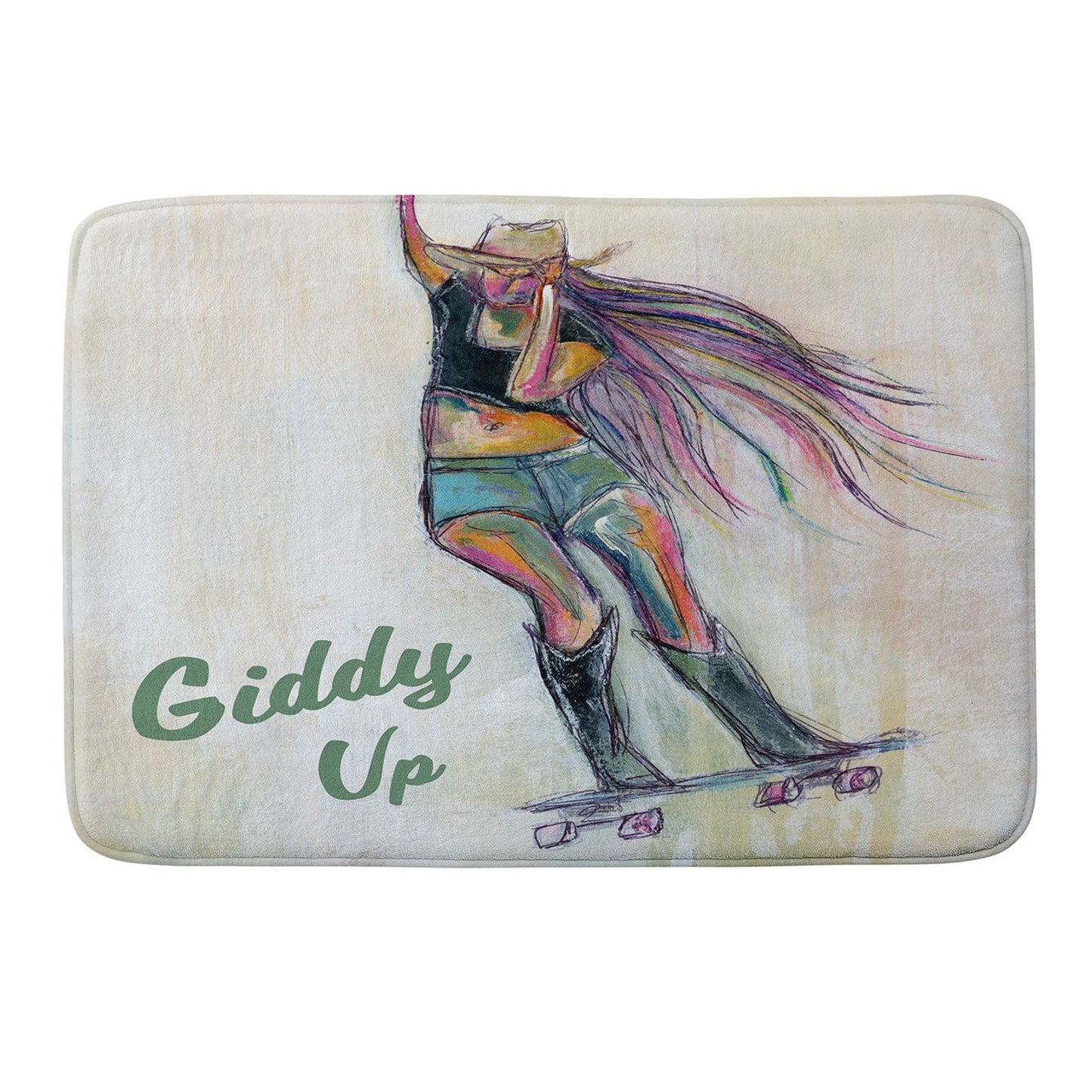 Sophia Buddenhagen Giddy Up Skater Girl Memory Foam Bath Mat