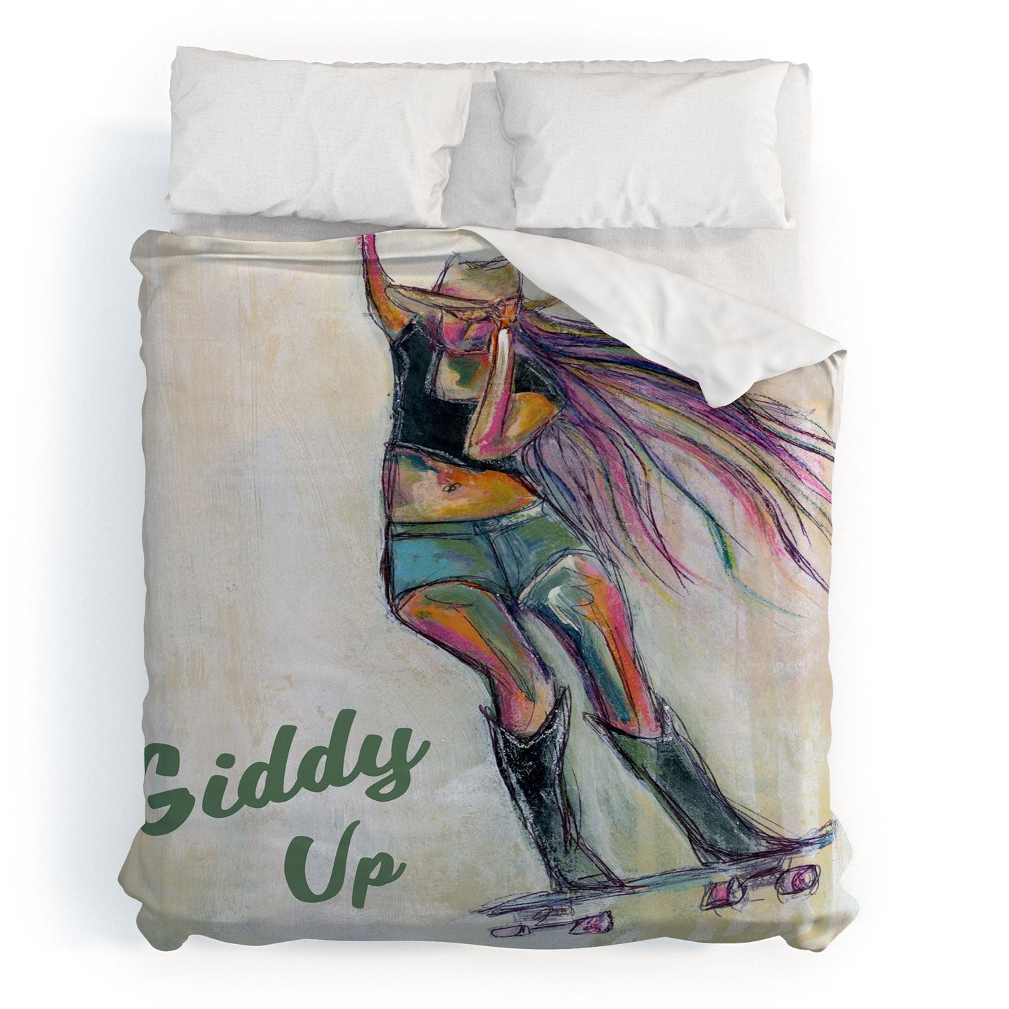 Sophia Buddenhagen Giddy Up Skater Girl Duvet Cover